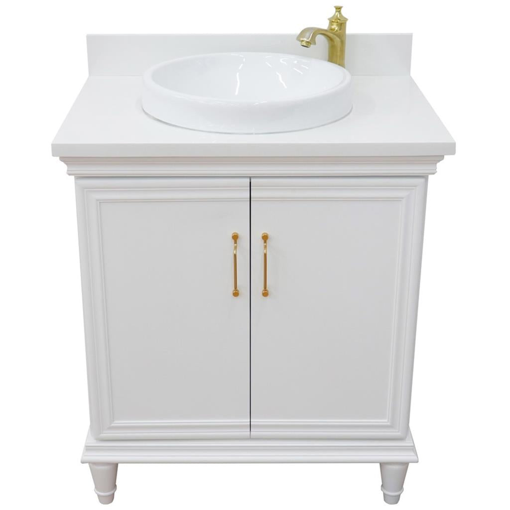 Bellaterra Forli 31" Single Vanity, White, White Quartz Top/Round Sink