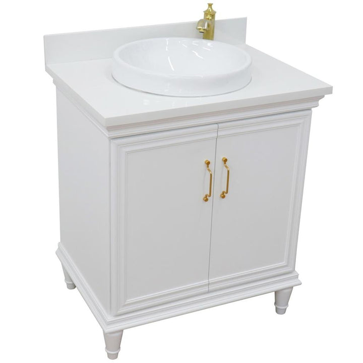 Bellaterra Forli 31" Single Vanity, White, White Quartz Top/Round Sink