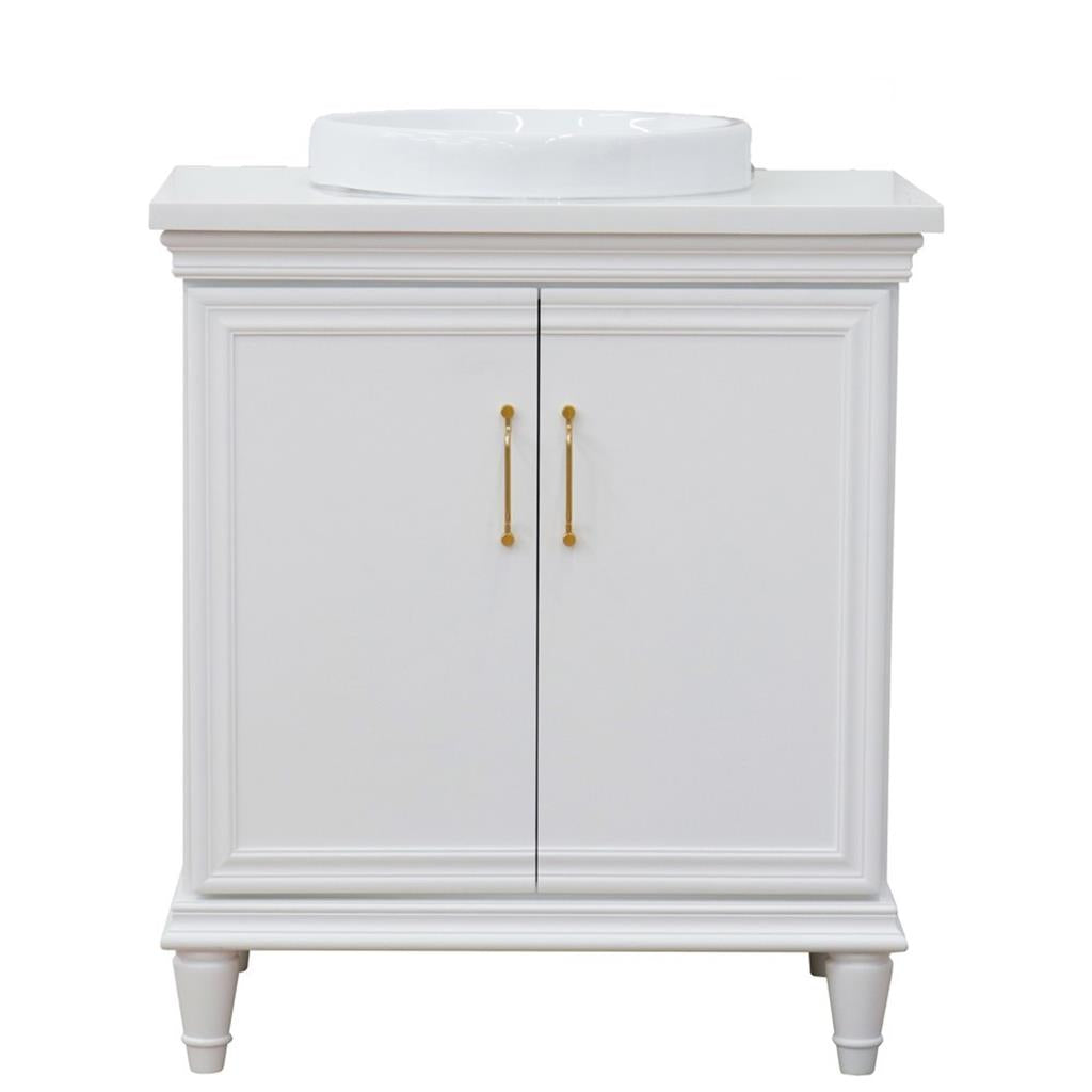 Bellaterra Forli 31" Single Vanity, White, White Quartz Top/Round Sink