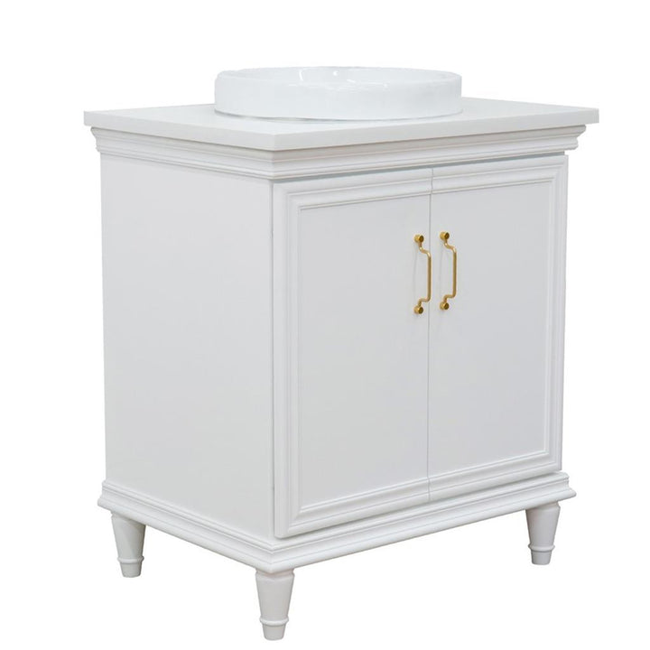 Bellaterra Forli 31" Single Vanity, White, White Quartz Top/Round Sink