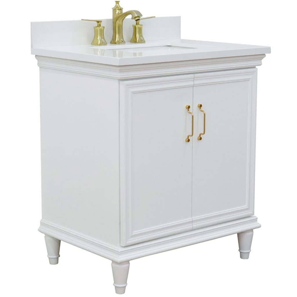 Bellaterra Forli 31" Single Vanity, White, White Quartz Top/Rectangle Sink