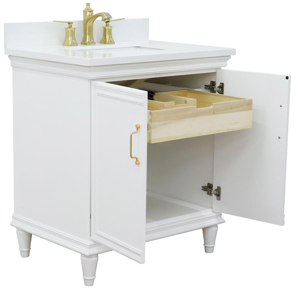 Bellaterra Forli 31" Single Vanity, White, White Quartz Top/Rectangle Sink