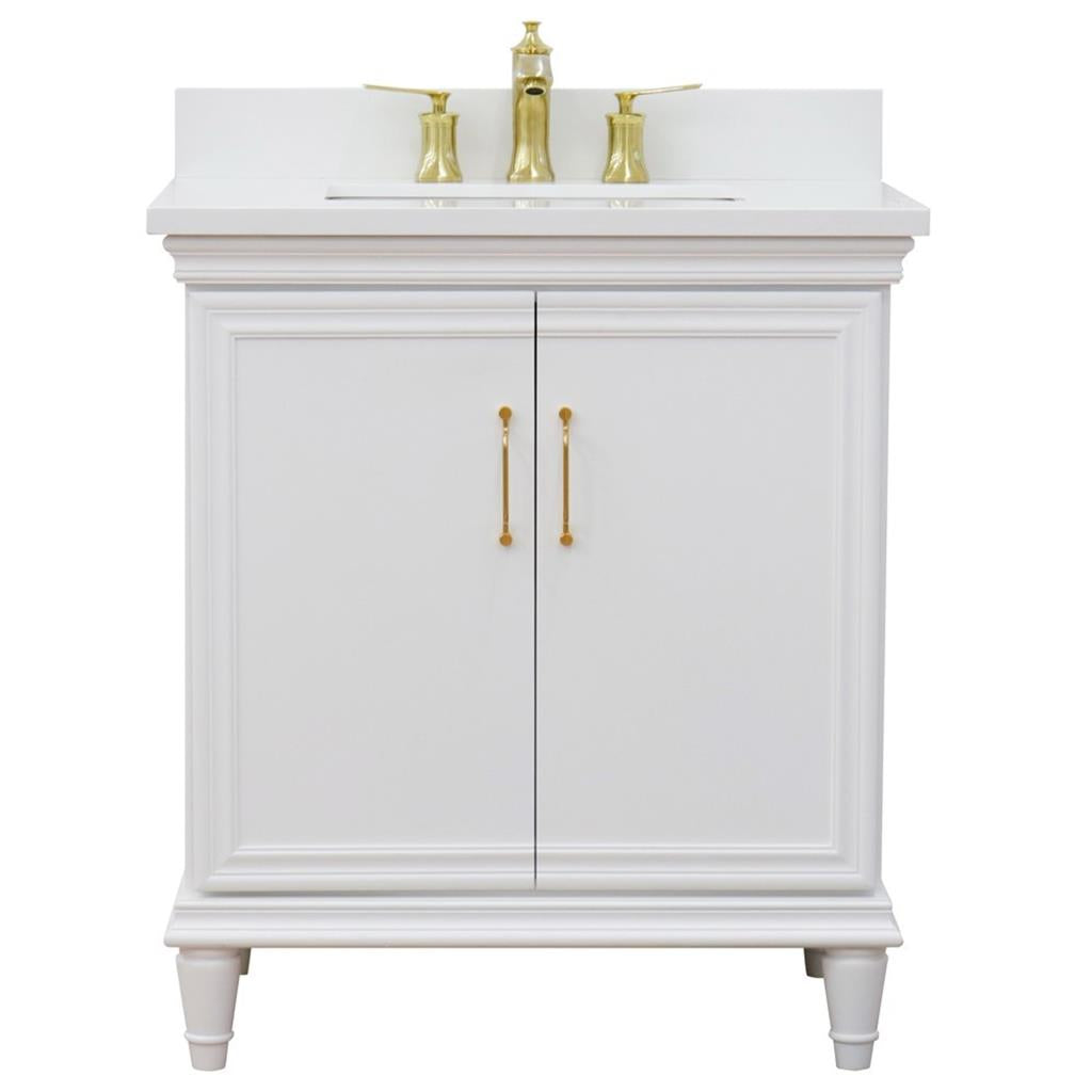 Bellaterra Forli 31" Single Vanity, White, White Quartz Top/Rectangle Sink