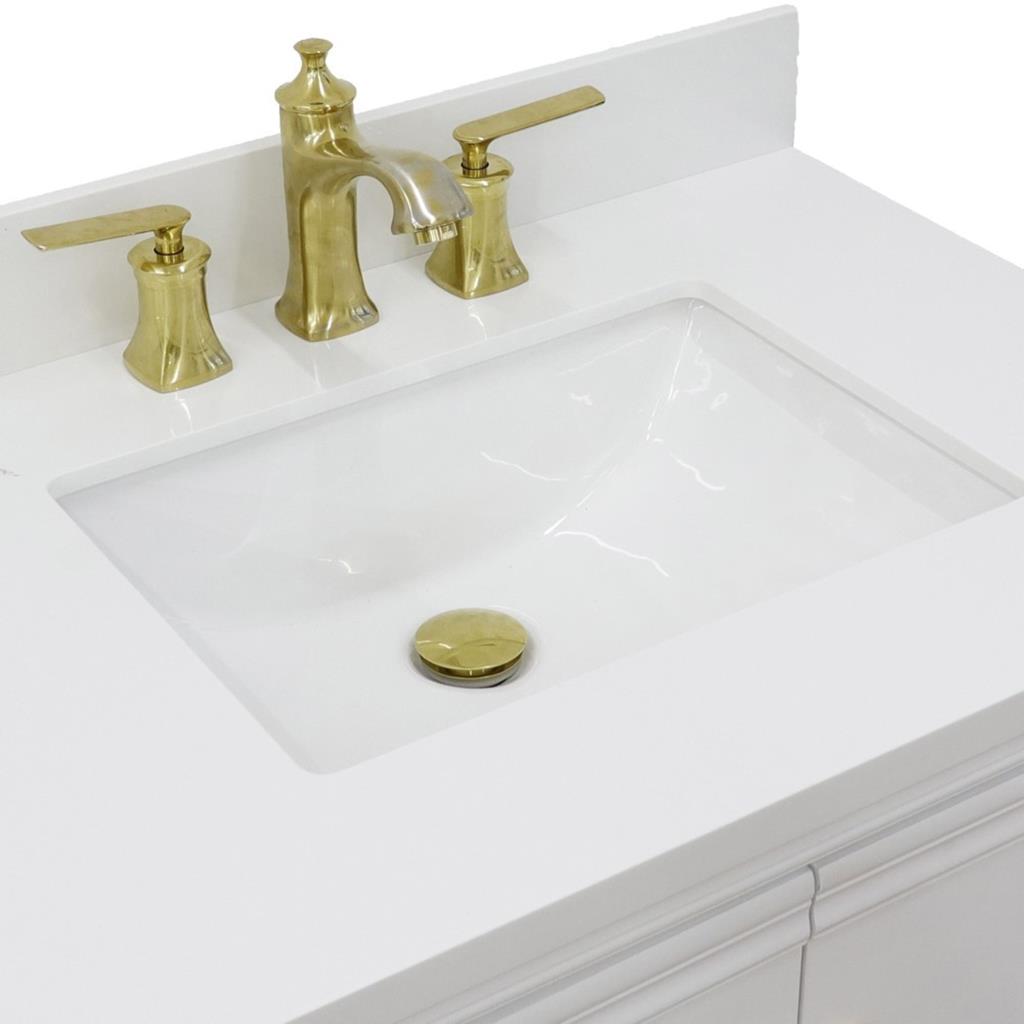 Bellaterra Forli 31" Single Vanity, White, White Quartz Top/Rectangle Sink