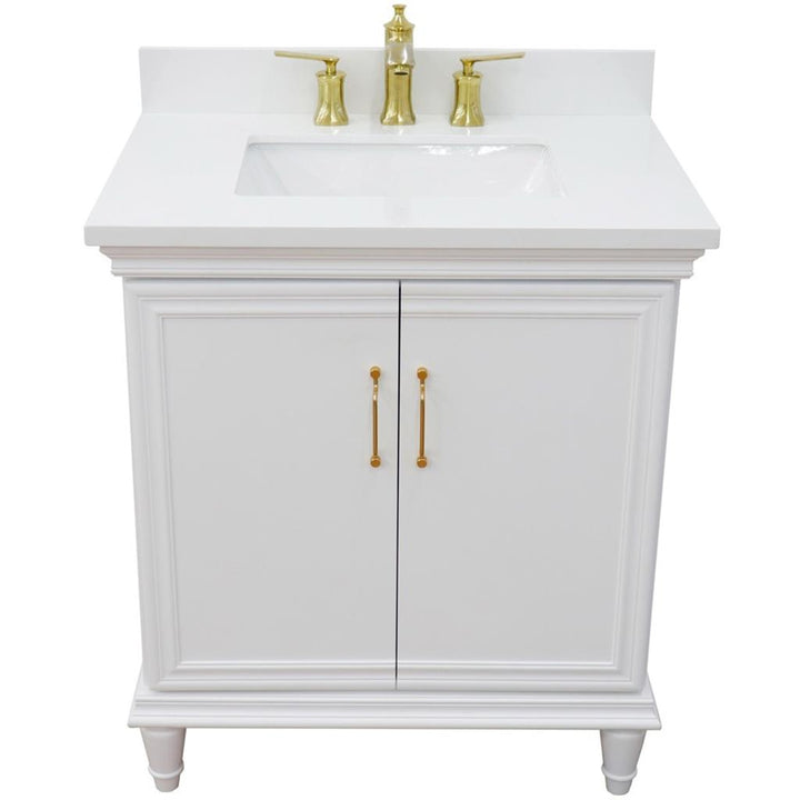 Bellaterra Forli 31" Single Vanity, White, White Quartz Top/Rectangle Sink