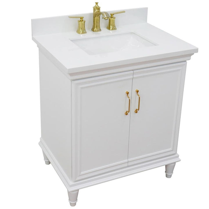 Bellaterra Forli 31" Single Vanity, White, White Quartz Top/Rectangle Sink