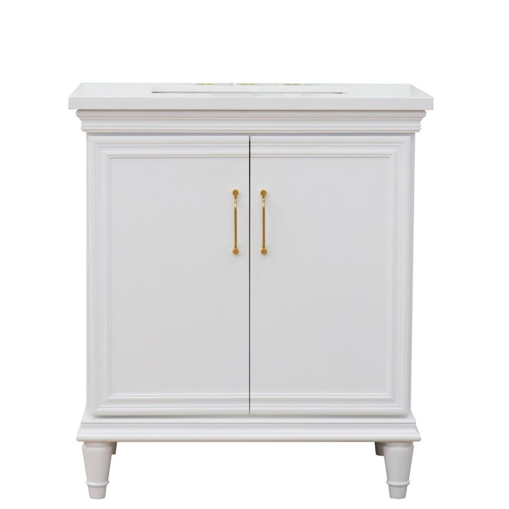 Bellaterra Forli 31" Single Vanity, White, White Quartz Top/Rectangle Sink