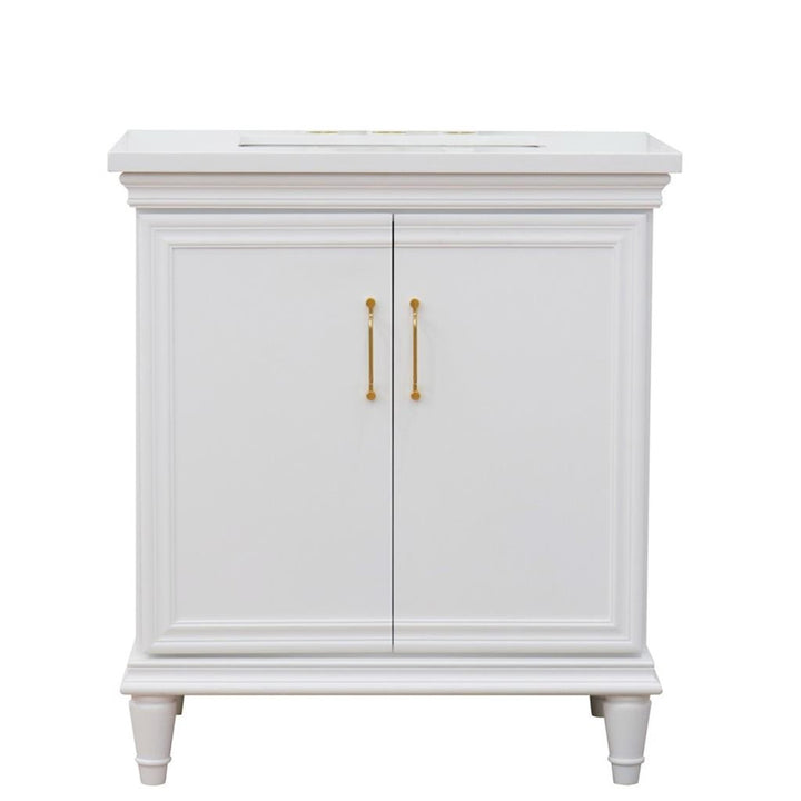 Bellaterra Forli 31" Single Vanity, White, White Quartz Top/Rectangle Sink