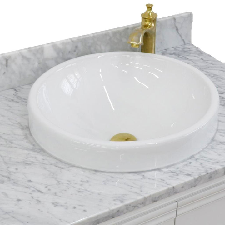 Bellaterra Forli 31" Single Vanity, White, White Carrara Marble Top/Round Sink