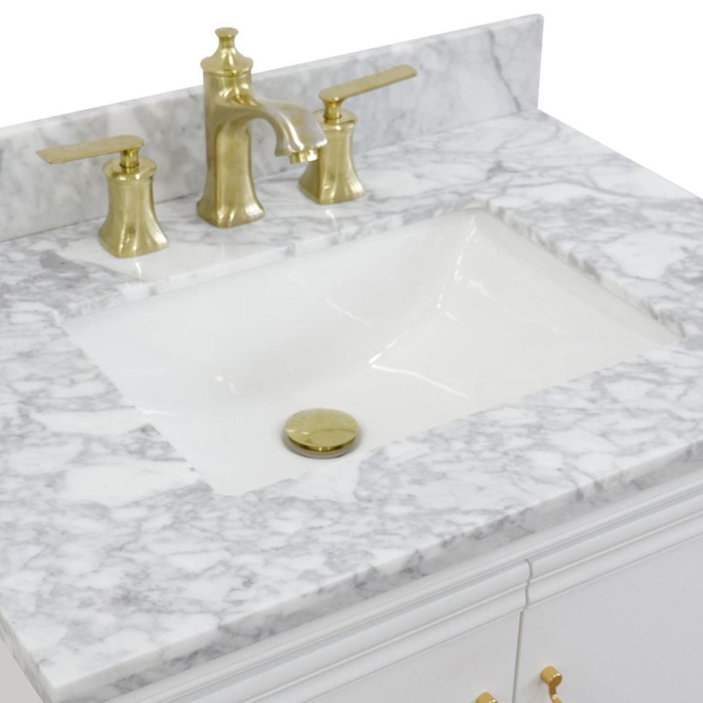 Bellaterra Forli 31" Single Vanity, White, White Carrara Marble Top/Rectangle Sink