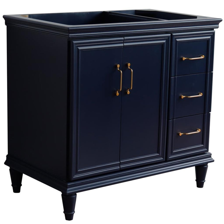 Bellaterra Home Forli 36" Blue Vanity, Door on Left, Cabinet Only Cabinet Only (No Top)#top-options_cabinet-only-(no-top)