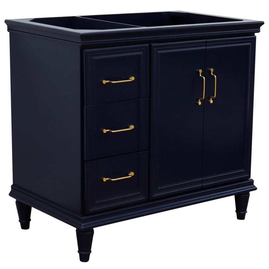 Bellaterra Home Forli 36" Blue Vanity, Door on Right, Cabinet Only Cabinet Only (No Top)#top-options_cabinet-only-(no-top)