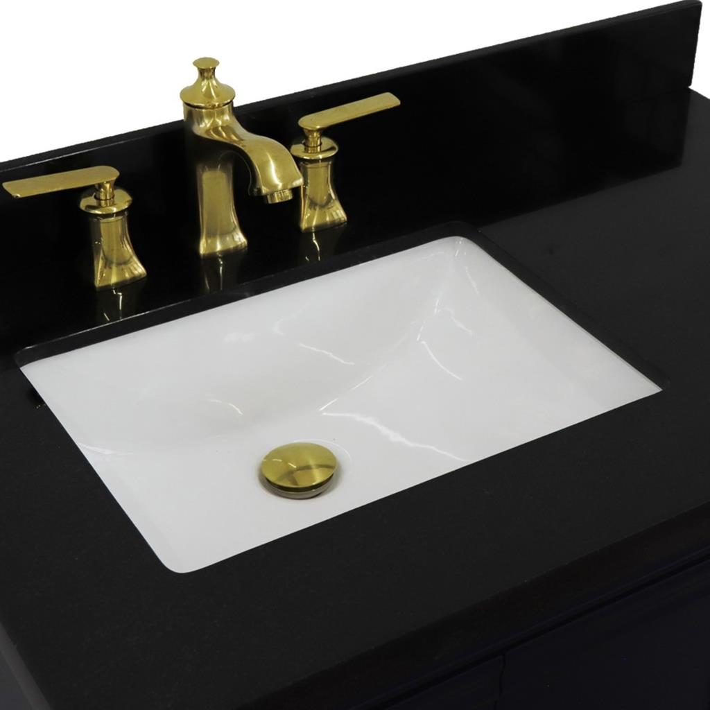 Bellaterra Forli 37" Single Vanity, Blue, Black Galaxy Granite Top/Rectangle Sink, Left Door/Left Sink