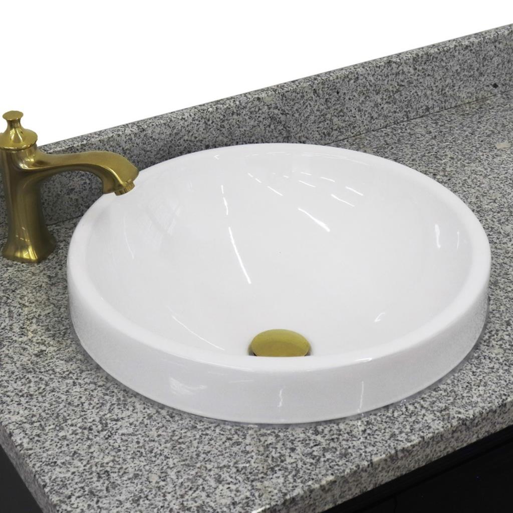 Bellaterra Forli 37" Single Vanity, Blue, Gray Granite Top/Round Sink, Left Door/Left Sink