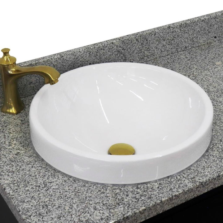 Bellaterra Forli 37" Single Vanity, Blue, Gray Granite Top/Round Sink, Left Door/Left Sink