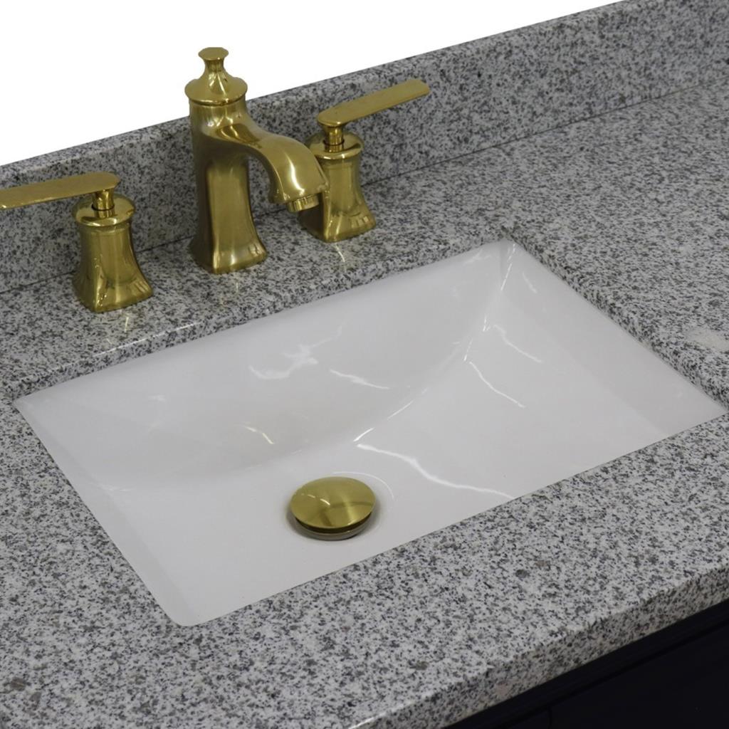 Bellaterra Forli 37" Single Vanity, Blue, Gray Granite Top/Rectangle Sink, Left Door/Left Sink