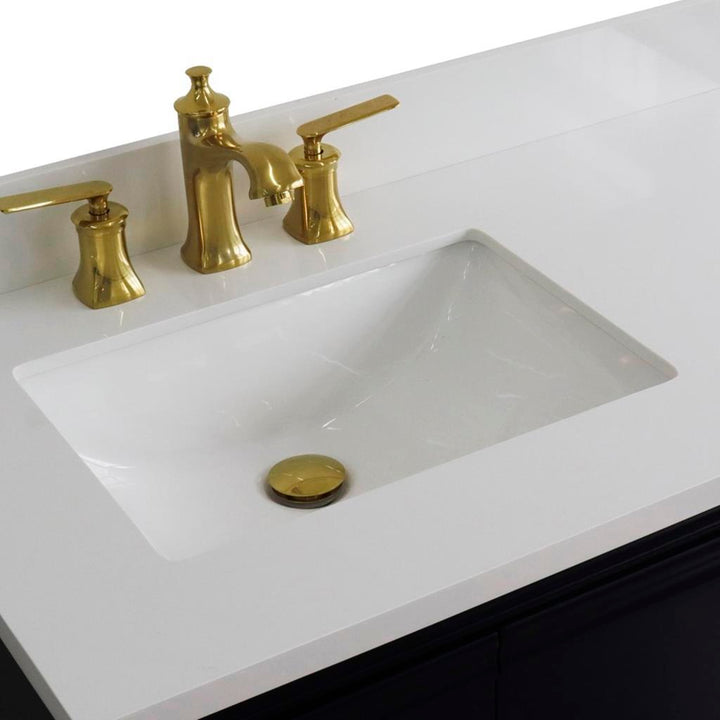 Bellaterra Forli 37" Single Vanity, Blue, White Quartz Top/Rectangle Sink, Left Door/Left Sink