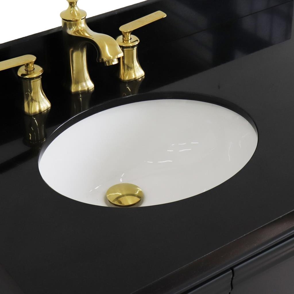 Bellaterra Forli 37" Single Vanity, Dark Gray, Black Galaxy Granite Top/Oval Sink, Left Door/Left Sink