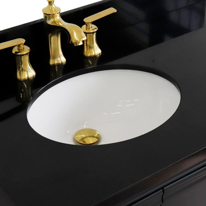 Bellaterra Forli 37" Single Vanity, Dark Gray, Black Galaxy Granite Top/Oval Sink, Left Door/Left Sink