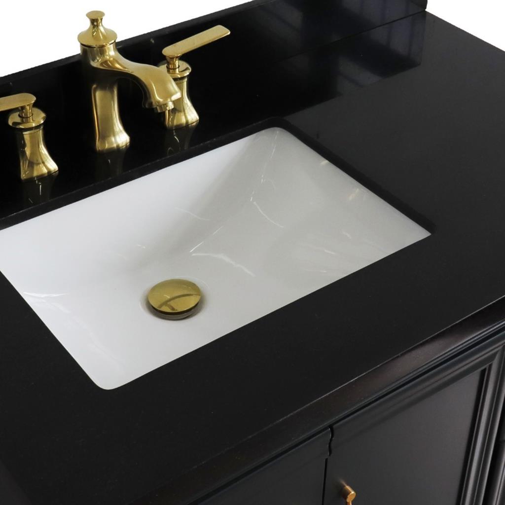 Bellaterra Forli 37" Single Vanity, Dark Gray, Black Galaxy Granite Top/Rectangle Sink, Left Door/Left Sink