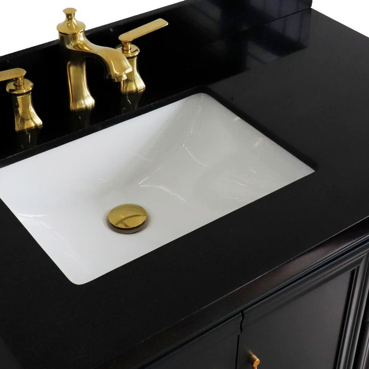 Bellaterra Forli 37" Single Vanity, Dark Gray, Black Galaxy Granite Top/Rectangle Sink, Left Door/Left Sink