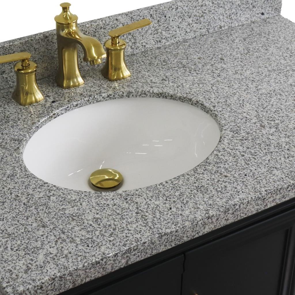 Bellaterra Forli 37" Single Vanity, Dark Gray, Gray Granite Top/Oval Sink, Left Door/Left Sink