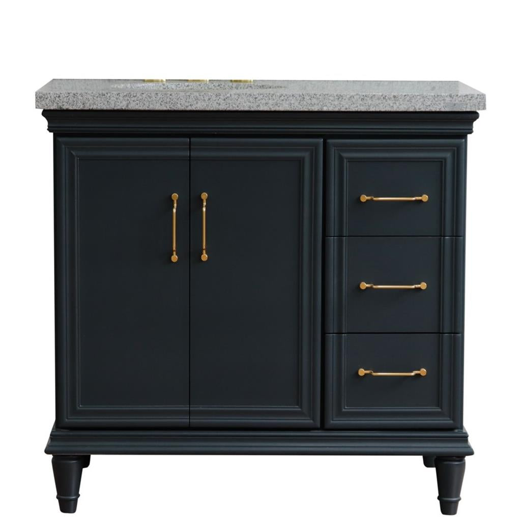 Bellaterra Forli 37" Single Vanity, Dark Gray, Gray Granite Top/Oval Sink, Left Door/Left Sink