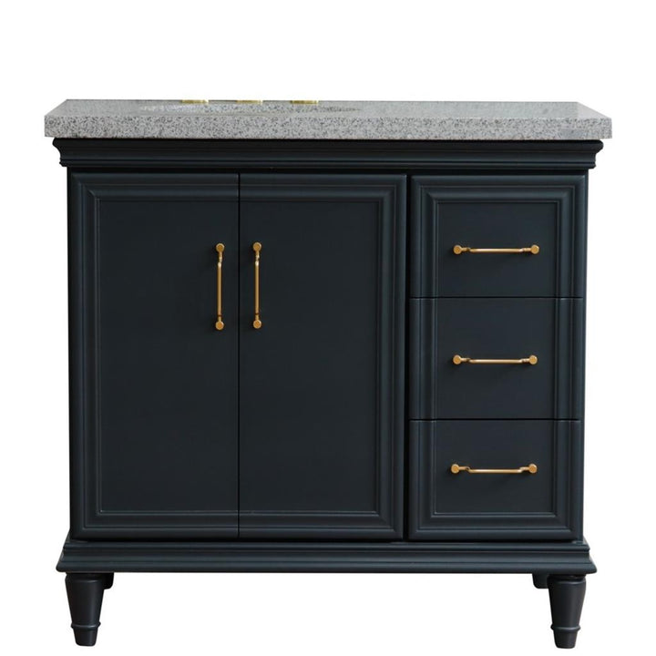 Bellaterra Forli 37" Single Vanity, Dark Gray, Gray Granite Top/Oval Sink, Left Door/Left Sink