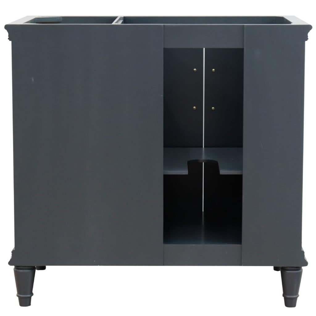 Bellaterra Forli 37" Single Vanity, Dark Gray, White Quartz Top/Round Sink, Left Door/Left Sink