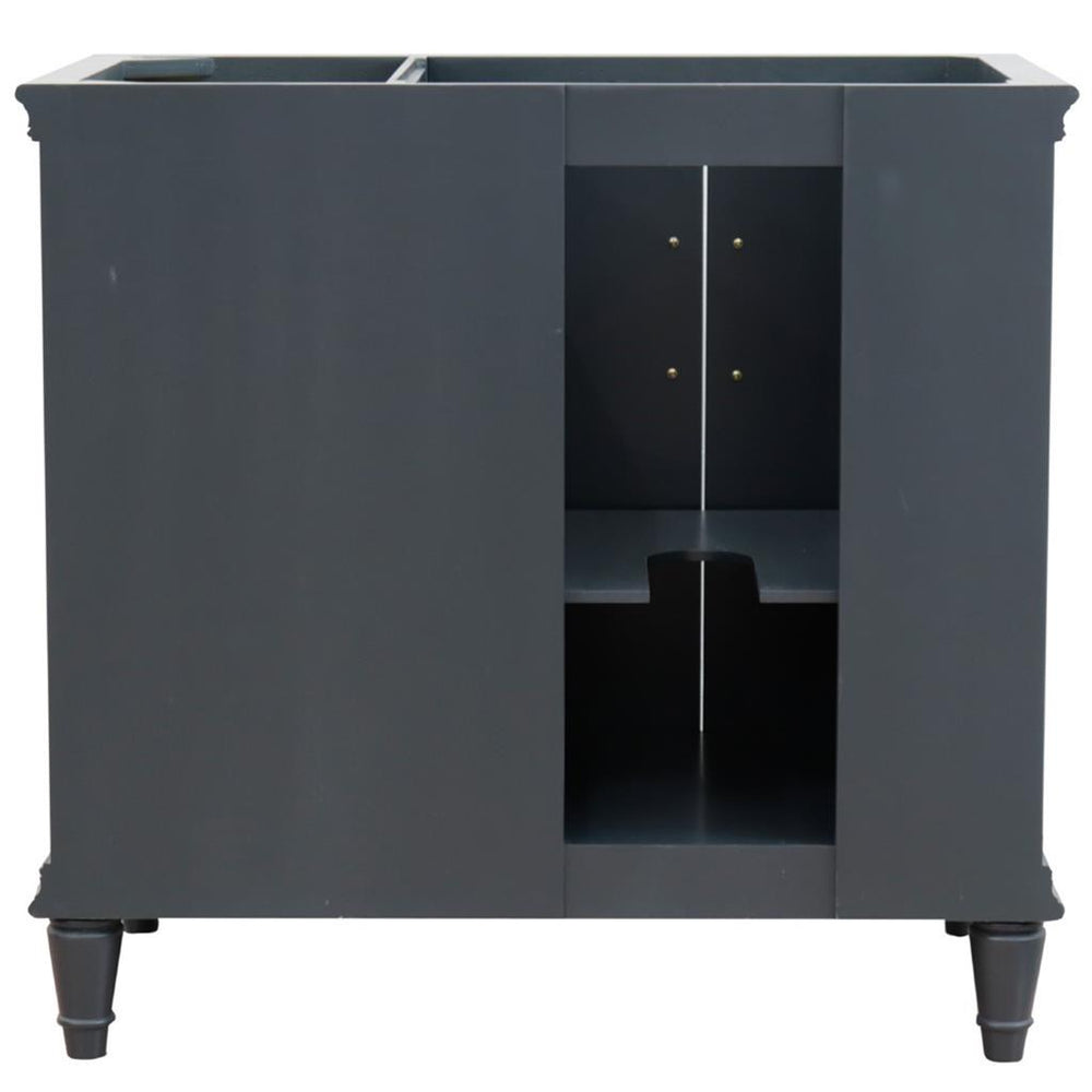 Bellaterra Forli 37" Single Vanity, Dark Gray, White Quartz Top/Rectangle Sink, Left Door/Left Sink