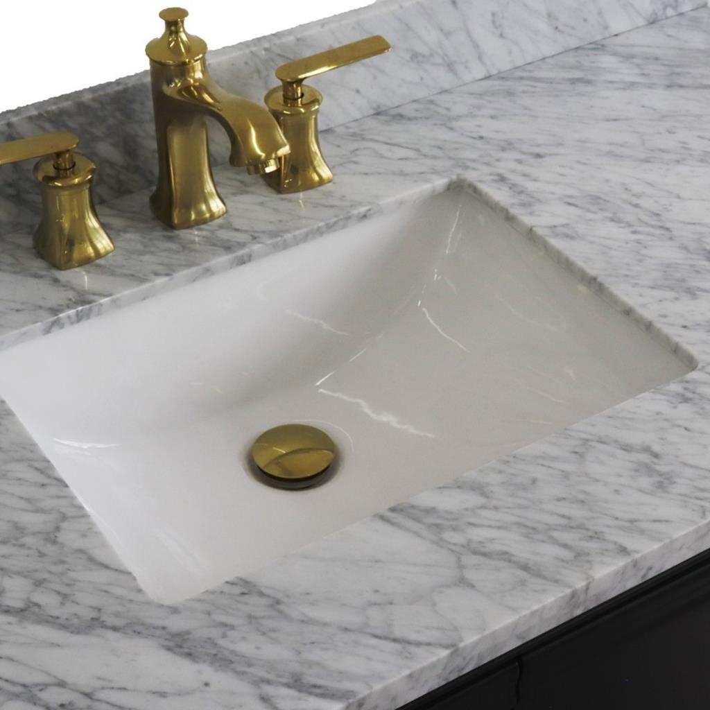 Bellaterra Forli 37" Single Vanity, Dark Gray, White Carrara Marble Top/Rectangle Sink, Left Door/Left Sink