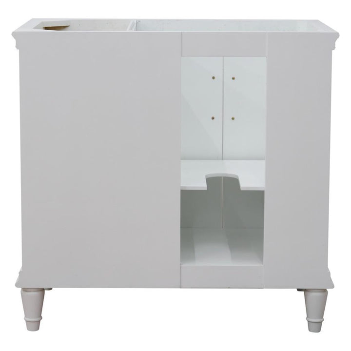 Bellaterra Forli 37" Single Vanity, White, Gray Granite Top/Round Sink, Left Door/Left Sink