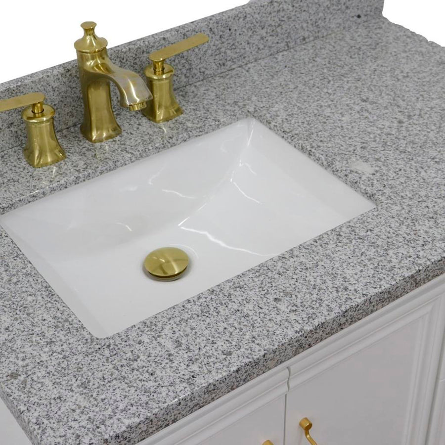 Bellaterra Forli 37" Single Vanity, White, Gray Granite Top/Rectangle Sink, Left Door/Left Sink