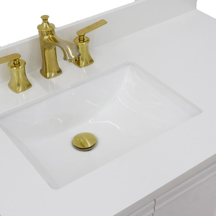 Bellaterra Forli 37" Single Vanity, White, White Quartz Top/Rectangle Sink, Left Door/Left Sink