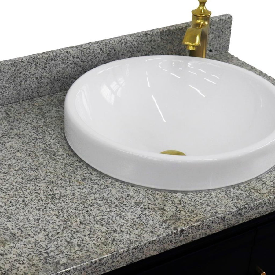 Bellaterra Forli 37" Single Vanity, Blue, Gray Granite Top/Round Sink, Right Door/Right Sink