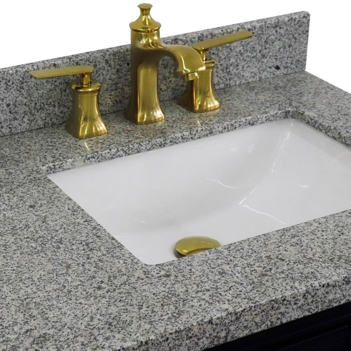 Bellaterra Forli 37" Single Vanity, Blue, Gray Granite Top/Rectangle Sink, Right Door/Right Sink