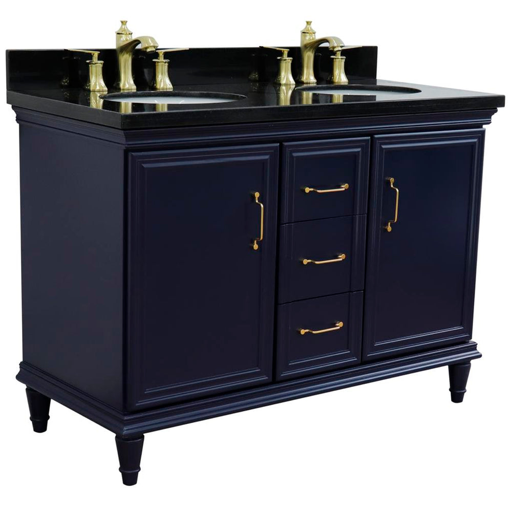 Bellaterra Home Forli 48" Blue Double Vanity, Oval Sink Black Galaxy Granite#top-options_black-galaxy-granite