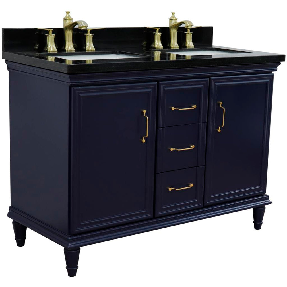 Bellaterra Home Forli 48" Blue Double Vanity, Rectangle Sink Black Galaxy Granite#top-options_black-galaxy-granite