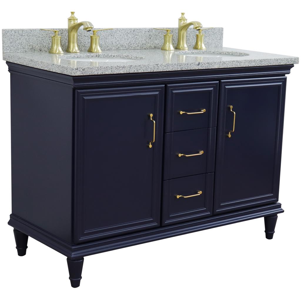 Bellaterra Forli 49" Double Vanity, Blue, Gray Granite Top/Oval Sink