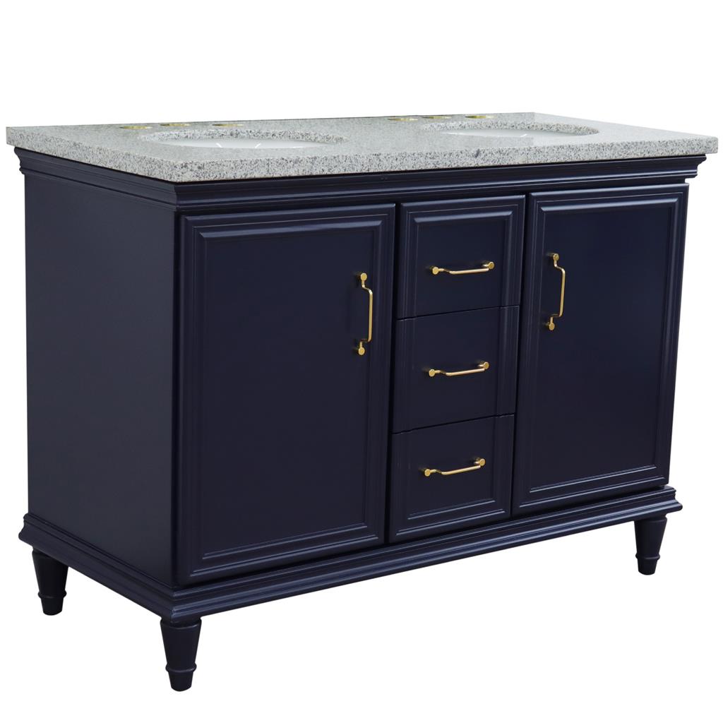 Bellaterra Forli 49" Double Vanity, Blue, Gray Granite Top/Oval Sink