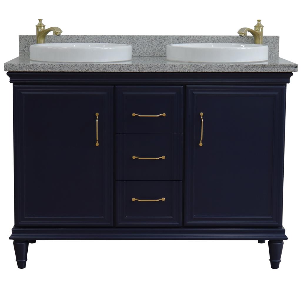 Bellaterra Forli 49" Double Vanity, Blue, Gray Granite Top/Round Sink