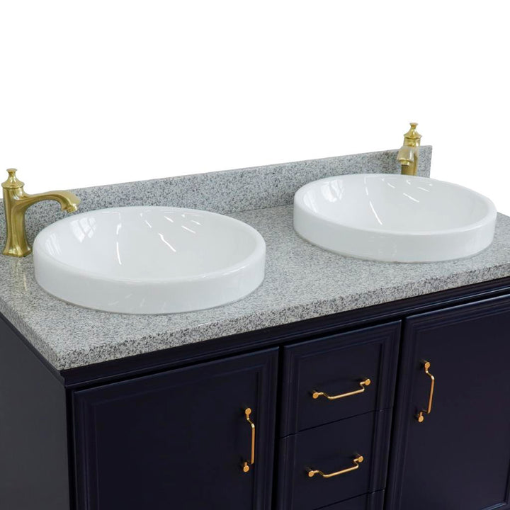 Bellaterra Forli 49" Double Vanity, Blue, Gray Granite Top/Round Sink