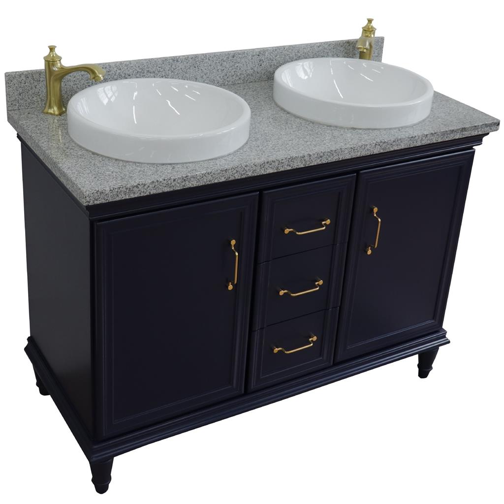 Bellaterra Forli 49" Double Vanity, Blue, Gray Granite Top/Round Sink