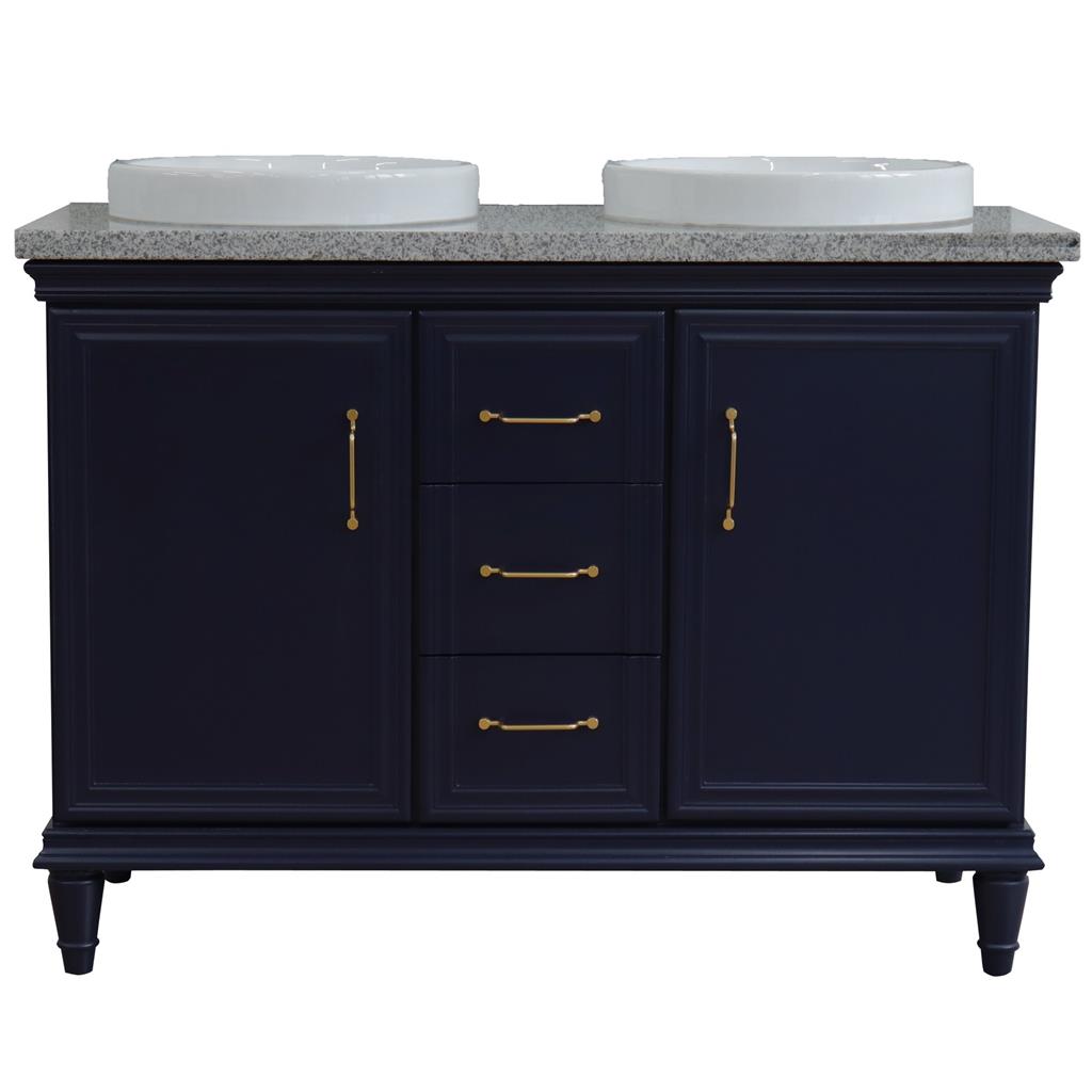 Bellaterra Forli 49" Double Vanity, Blue, Gray Granite Top/Round Sink