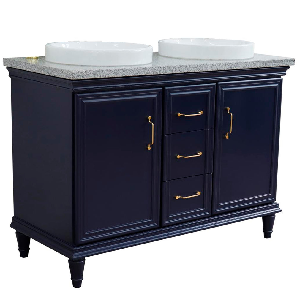 Bellaterra Forli 49" Double Vanity, Blue, Gray Granite Top/Round Sink