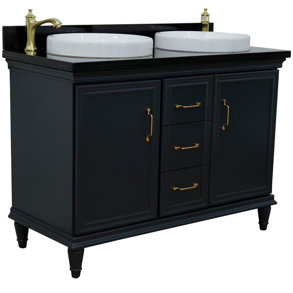 Bellaterra Home Forli 48" Dark Gray Double Vanity, Round Sink Black Galaxy Granite#top-options_black-galaxy-granite