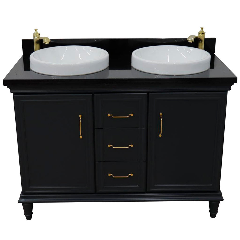 Bellaterra Forli 49" Double Vanity, Dark Gray, Black Galaxy Granite Top/Round Sink