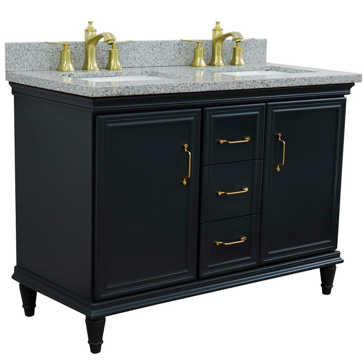 Bellaterra Forli 49" Double Vanity, Dark Gray, Gray Granite Top/Rectangle Sink