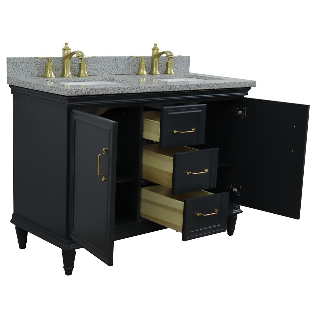 Bellaterra Forli 49" Double Vanity, Dark Gray, Gray Granite Top/Rectangle Sink