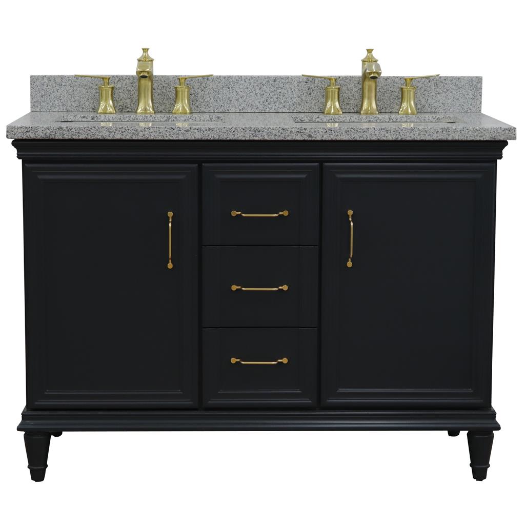 Bellaterra Forli 49" Double Vanity, Dark Gray, Gray Granite Top/Rectangle Sink